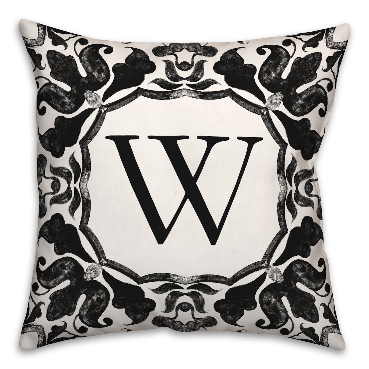 Black &#x26; White Monogram Indoor/Outdoor Pillow